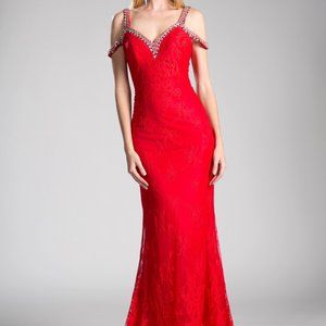NEW RED PROM PARTY EVENING Sweetheart Neck Lace Mermaid Prom Dress CD13112A
